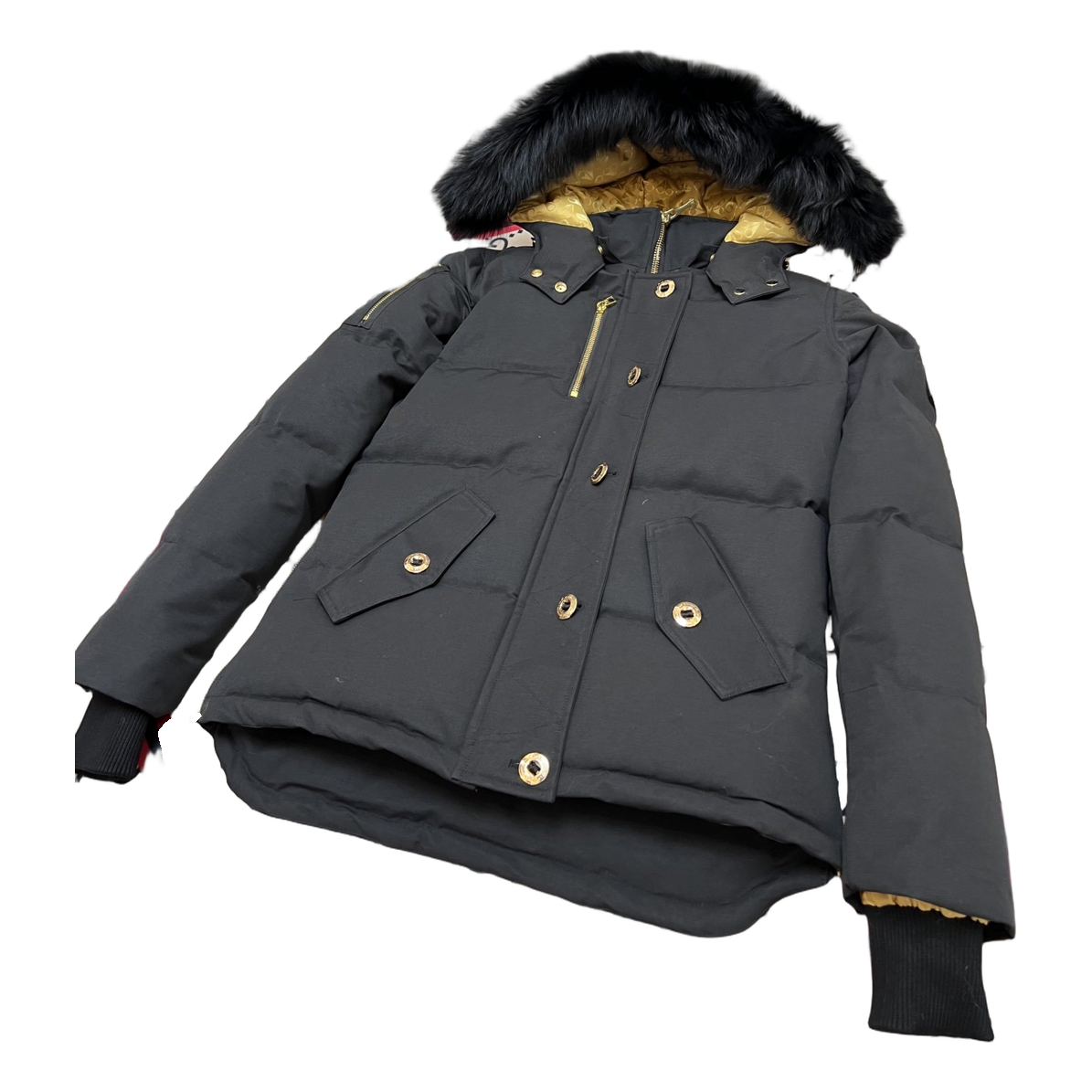Moose Knuckles Gold 3Q Fur-Trim Hooded Down Jacket in Black