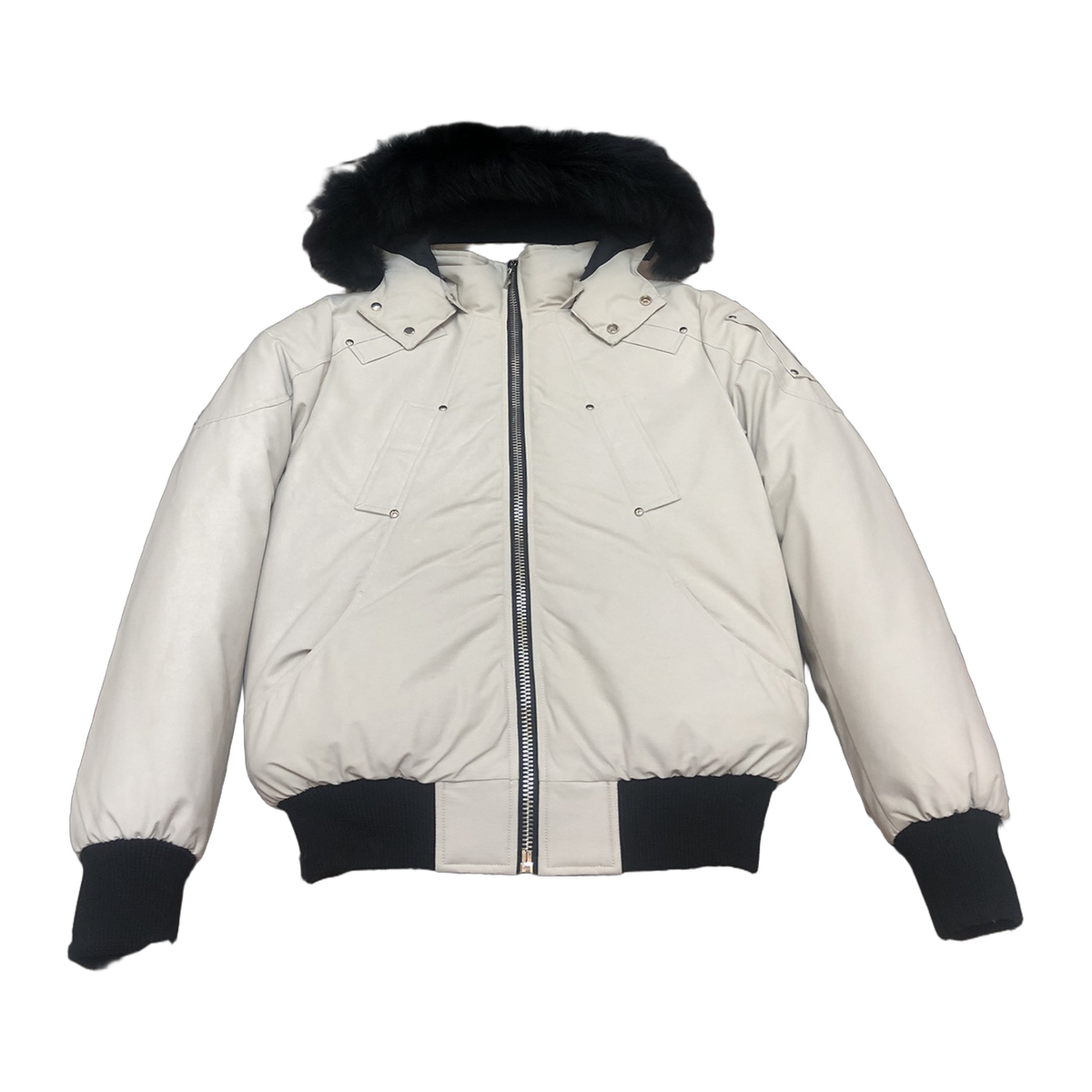 Moose Knuckles Men's Original Ballistic Shearling-Trim Down Bomber Jacket in Black