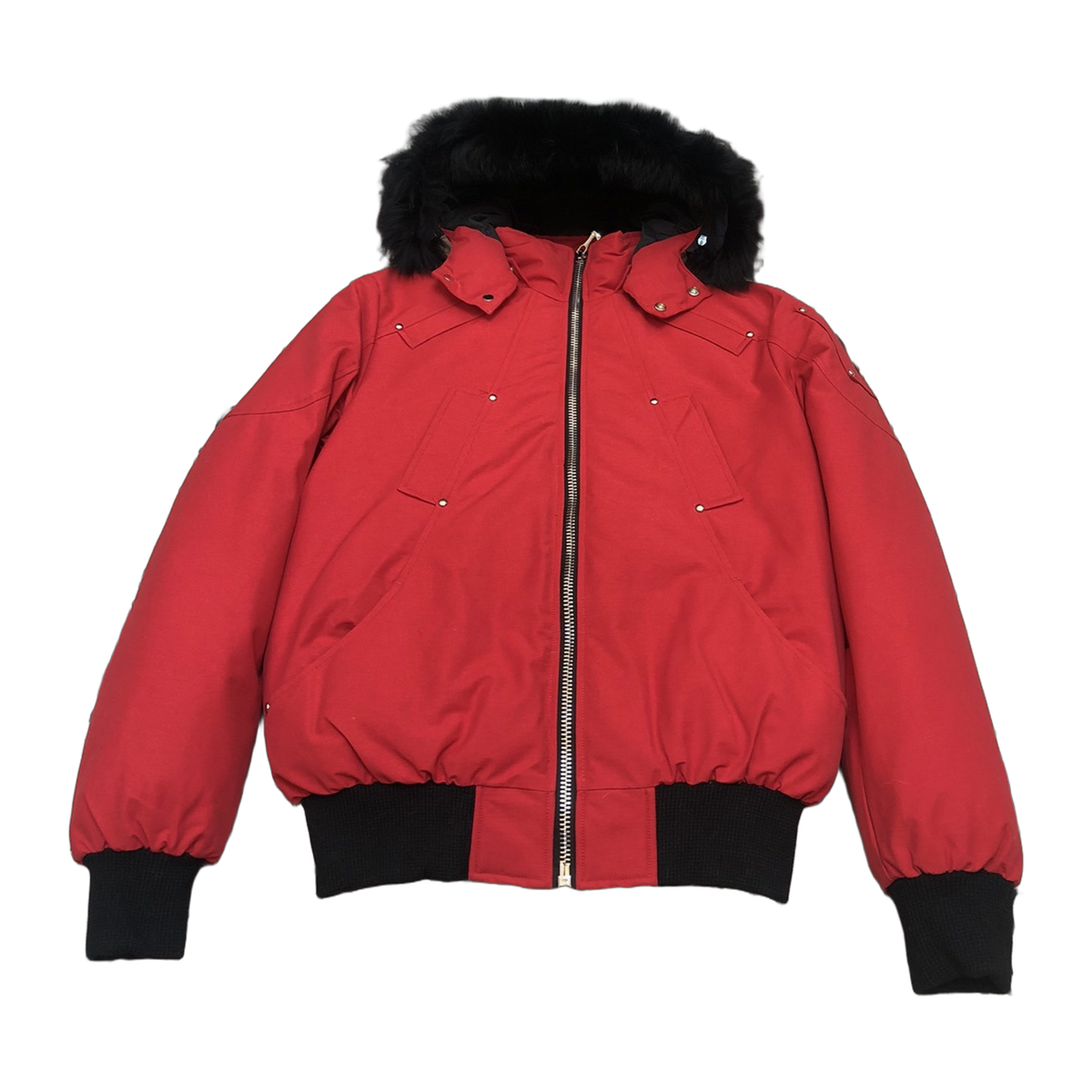 Moose Knuckles Men's Original Ballistic Shearling-Trim Down Bomber Jacket in Black