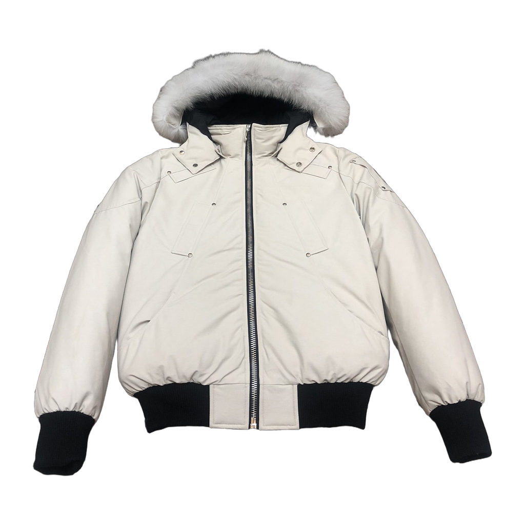 Moose Knuckles Men's Original Ballistic Shearling-Trim Down Bomber Jacket in Black