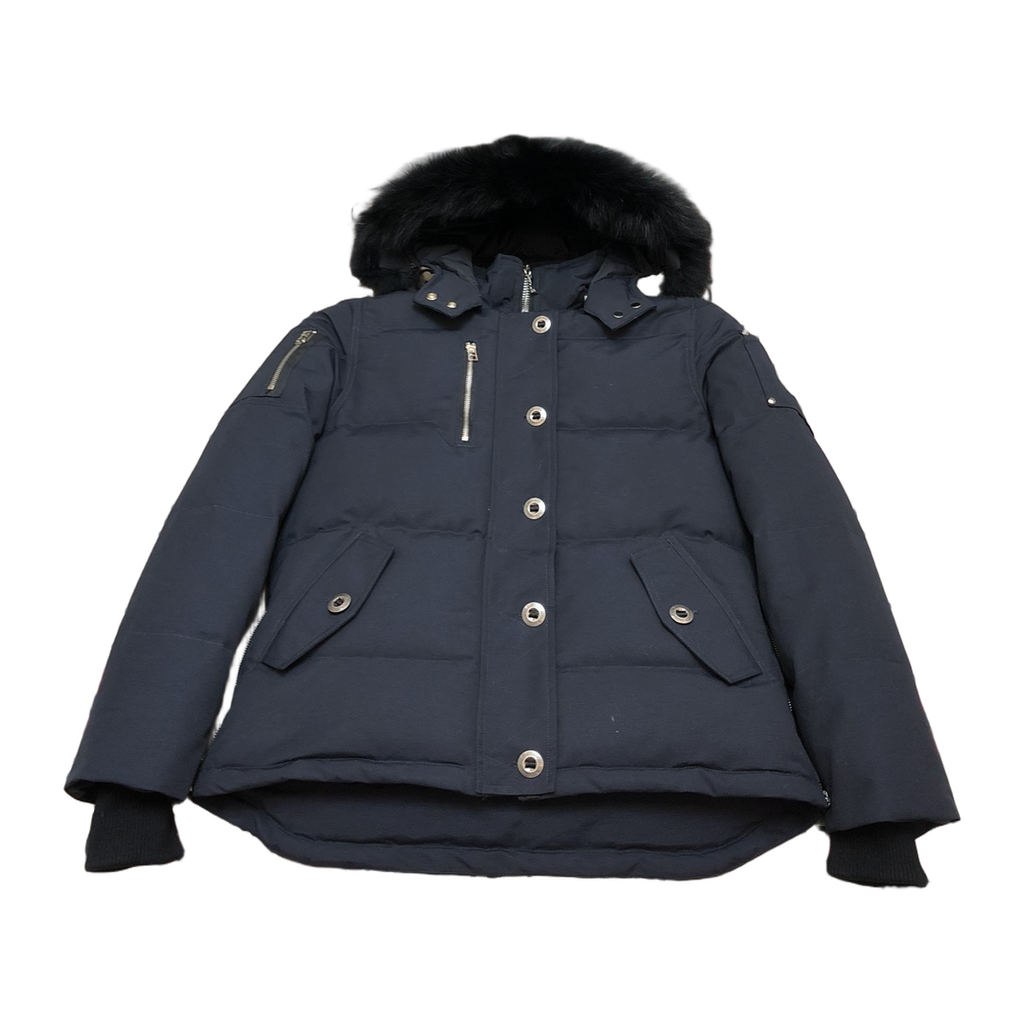 Moose Knuckles Women's Original 3Q Shearling-Trim Down Jacket - Navy