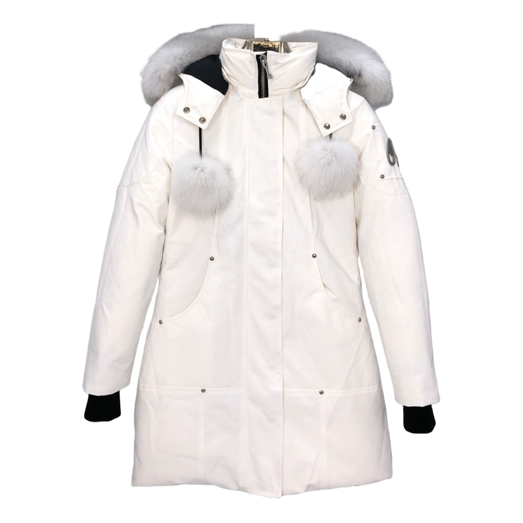 Moose Knuckles Stirling Down Parka with White Fur-Trimmed Hood