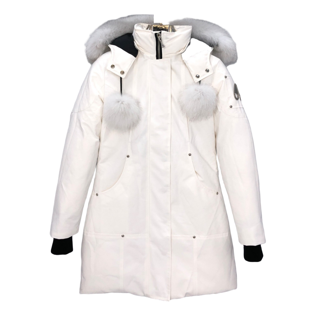Moose Knuckles Stirling Down Parka with White Fur-Trimmed Hood