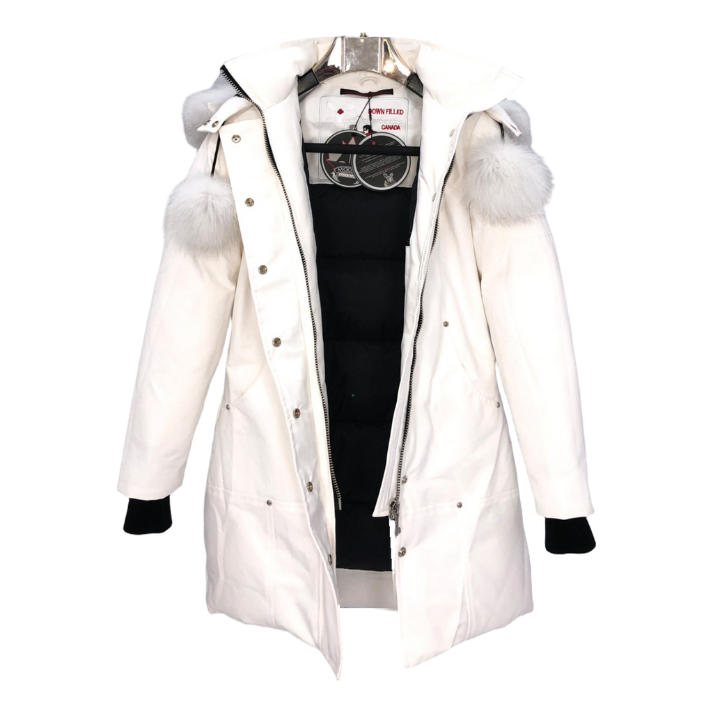 Moose Knuckles Stirling Down Parka with White Fur-Trimmed Hood