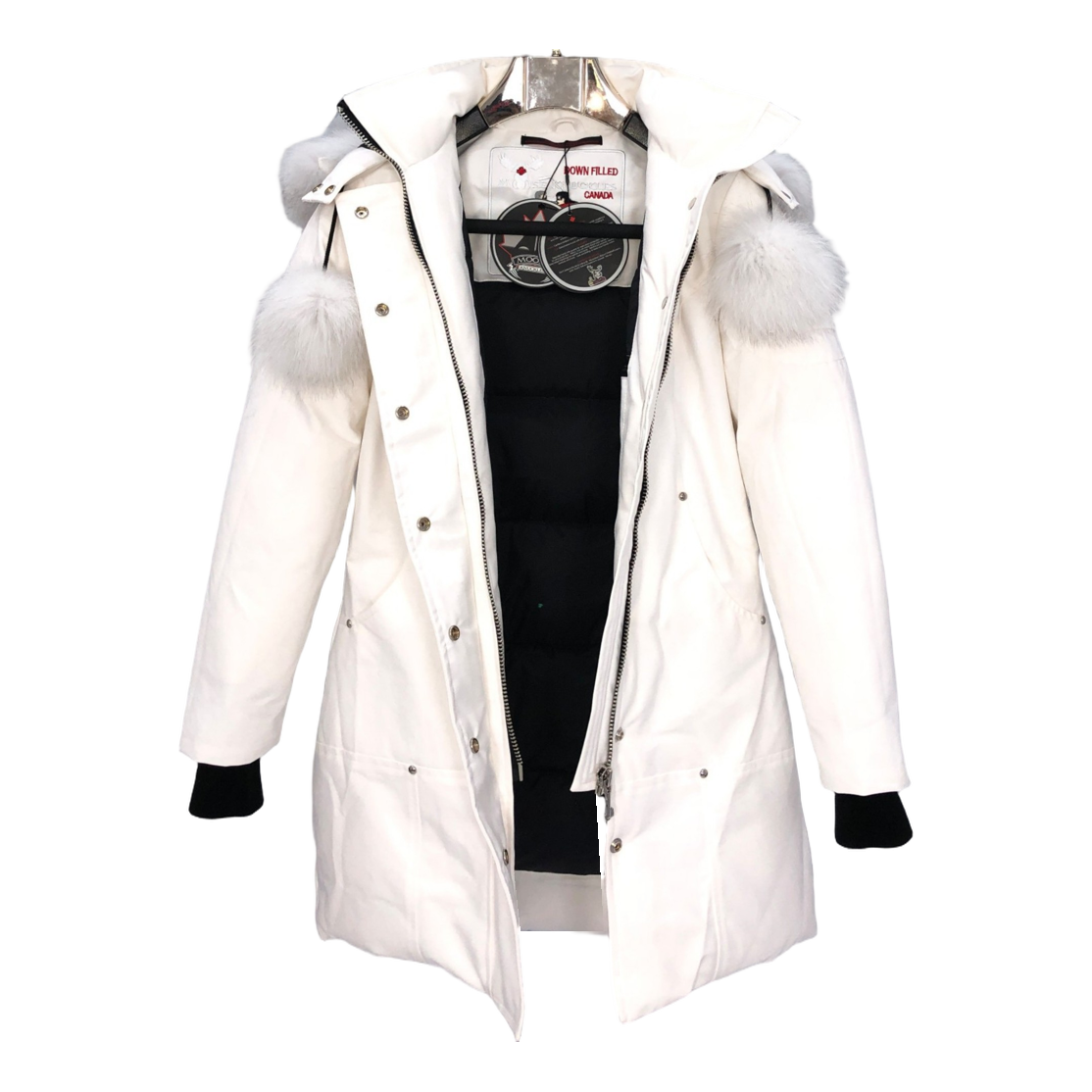 Moose Knuckles Stirling Down Parka with White Fur-Trimmed Hood