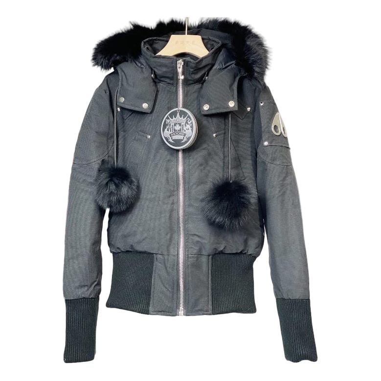 Moose Knuckles Debbie Down Bomber Jacket with Fur Collar