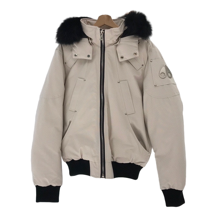 Moose Knuckles Ballistic Down Bomber Jacket with Coyote Fur Trim