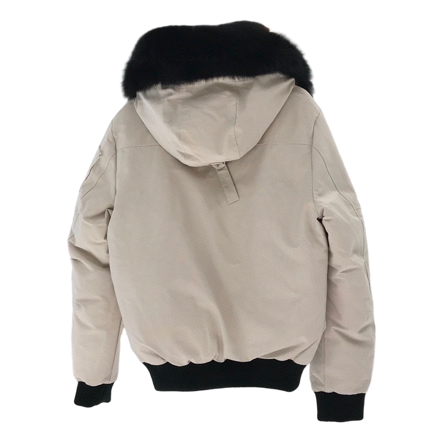 Moose Knuckles Ballistic Down Bomber Jacket with Coyote Fur Trim