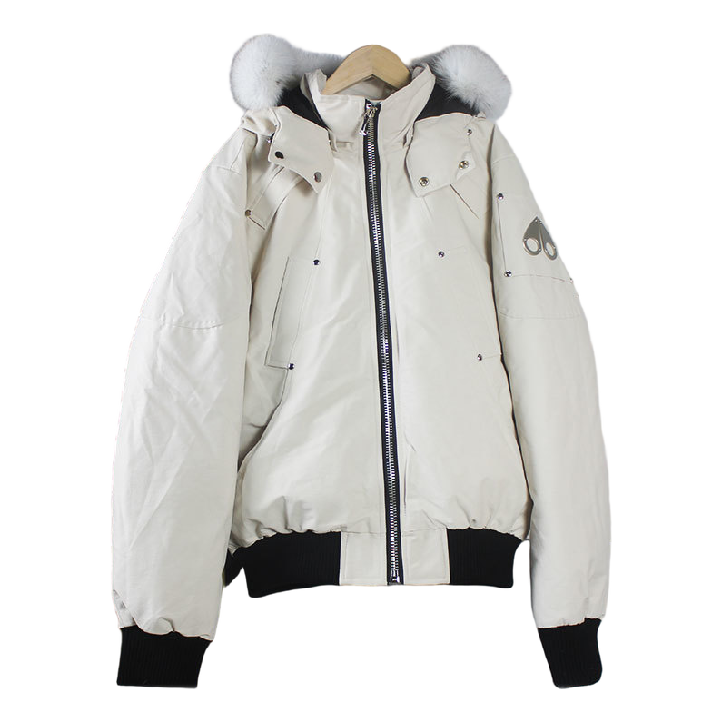Moose Knuckles Ballistic Down Bomber Jacket with Coyote Fur Trim