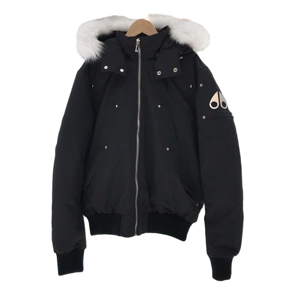 Moose Knuckles Ballistic Down Bomber Jacket with Coyote Fur Trim