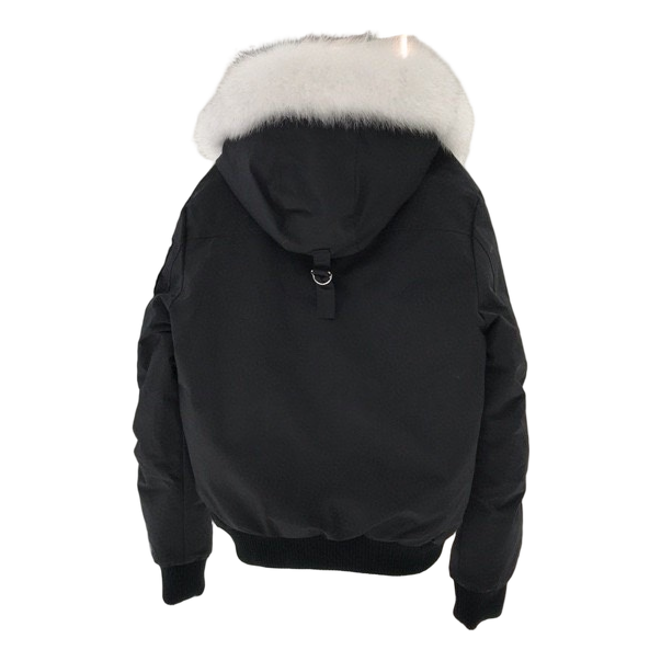 Moose Knuckles Ballistic Down Bomber Jacket with Coyote Fur Trim