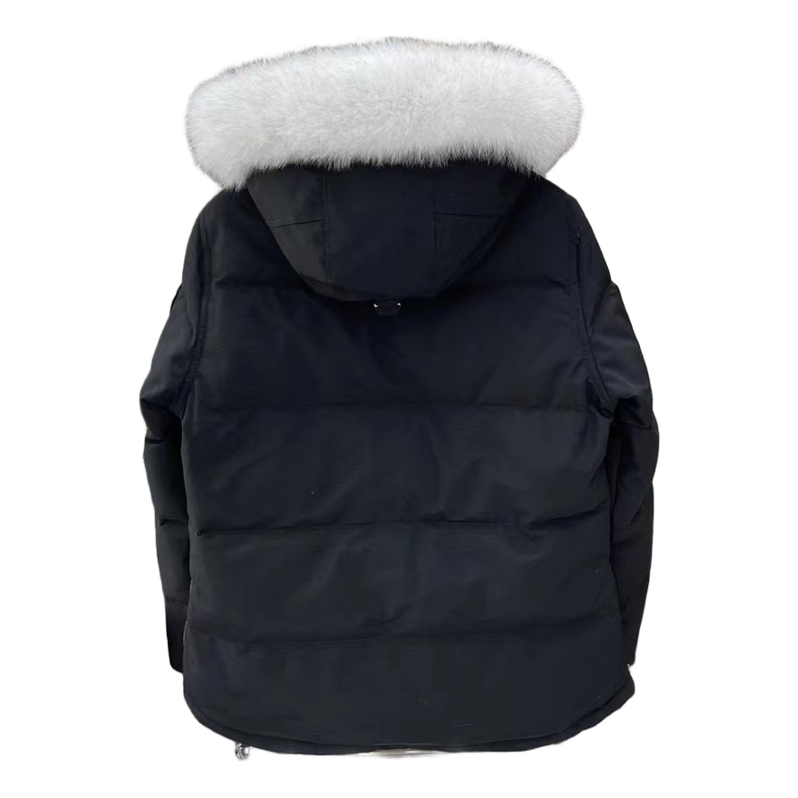Moose Knuckles Fur-Trim Hooded Down Jacket with Zip Chest Pocket
