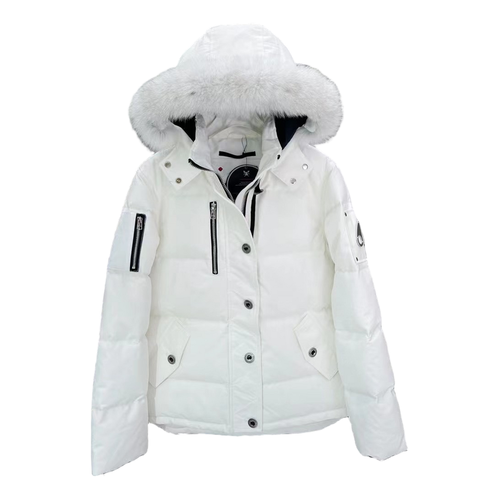 Moose Knuckles Fur-Trim Hooded Down Jacket with Zip Chest Pocket