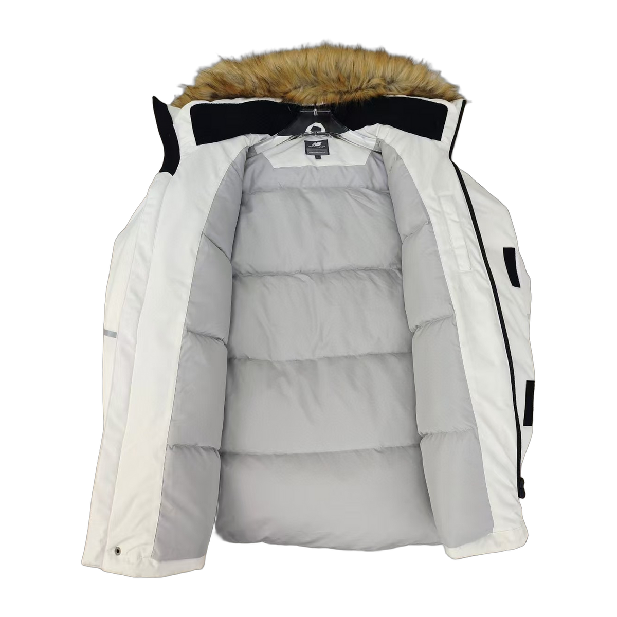 New Balance Hooded Utility Jacket with Faux Fur Trim - White