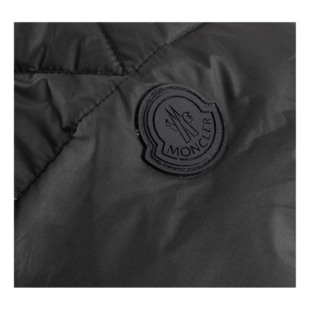 Moncler Contrast-Lined Logo-Hood Down Puffer Jacket - Black