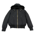 Moose Knuckles Gold Ballistic Fur-Trim Down Bomber Jacket in Black
