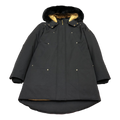 Moose Knuckles Gold-Lined Fur-Trim Long Down Parka in Black