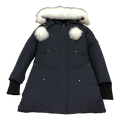 Moose Knuckles Stirling Down Parka with Pom-Pom Fur-Trimmed Hood - Navy