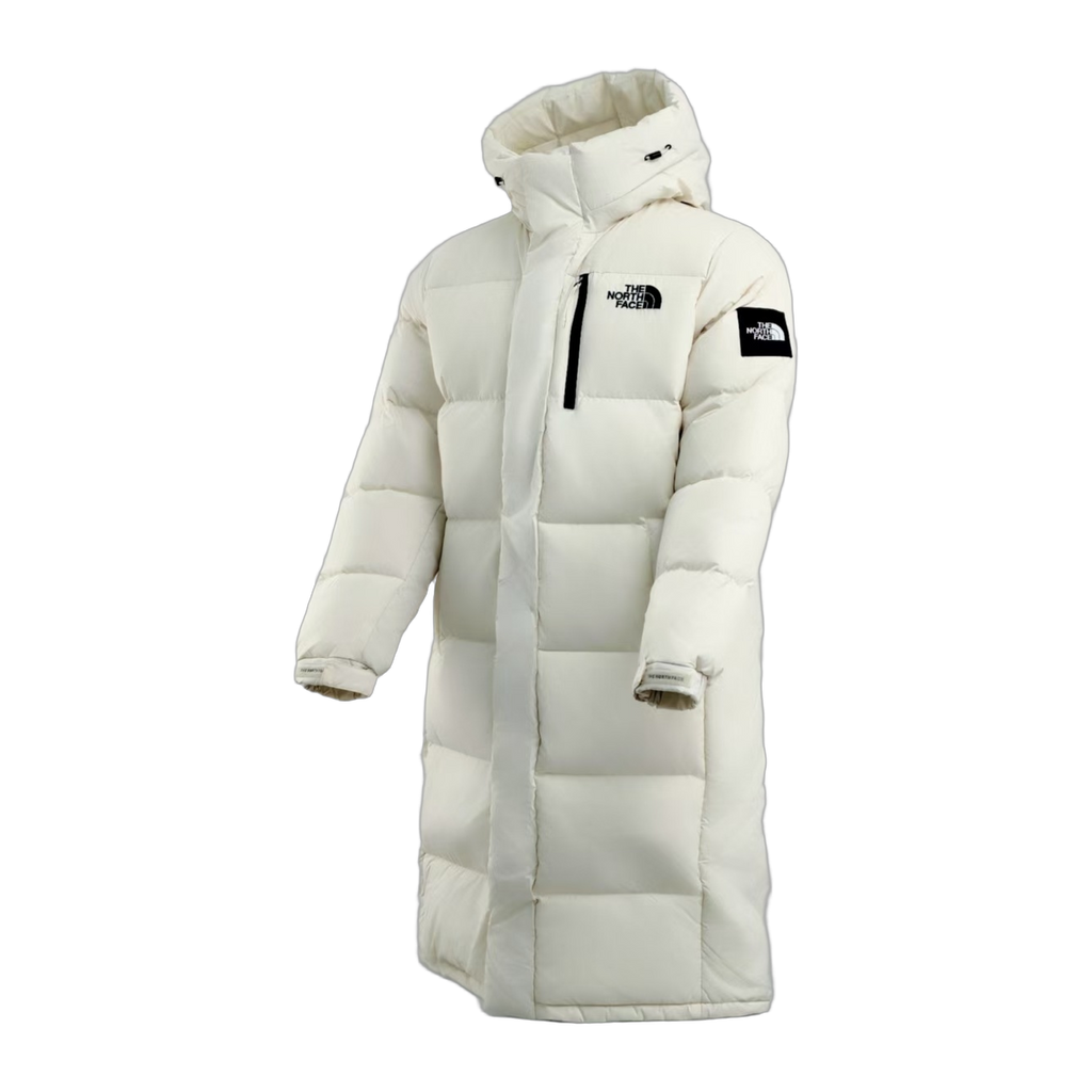 The North Face Color-Block Long Hooded Down Coat - White