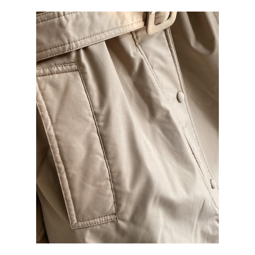 Prada Belted Hooded Coat with Faux Fur Trim - Blush Beige