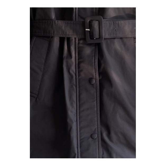 Prada Belted Hooded Coat with Faux Fur Trim - Black