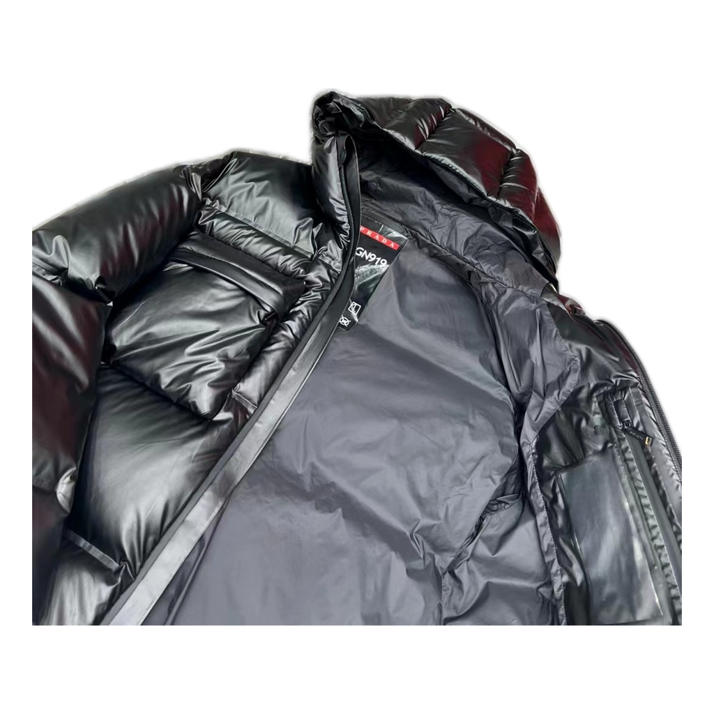 Prada Linea Rossa Hooded Puffer Jacket - Black